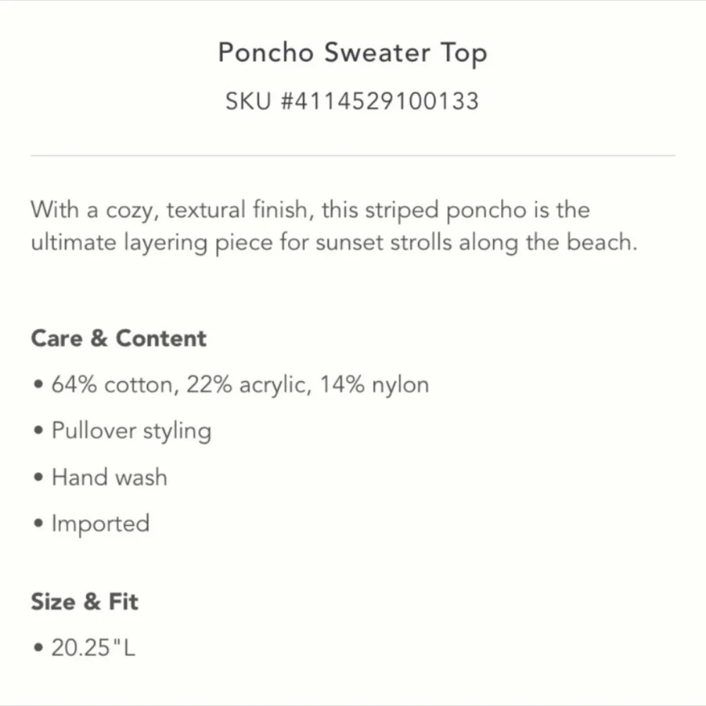 Anthropologie NWT Poncho Sweater Top 64% Cotton Size S. - Picture 5 of 8